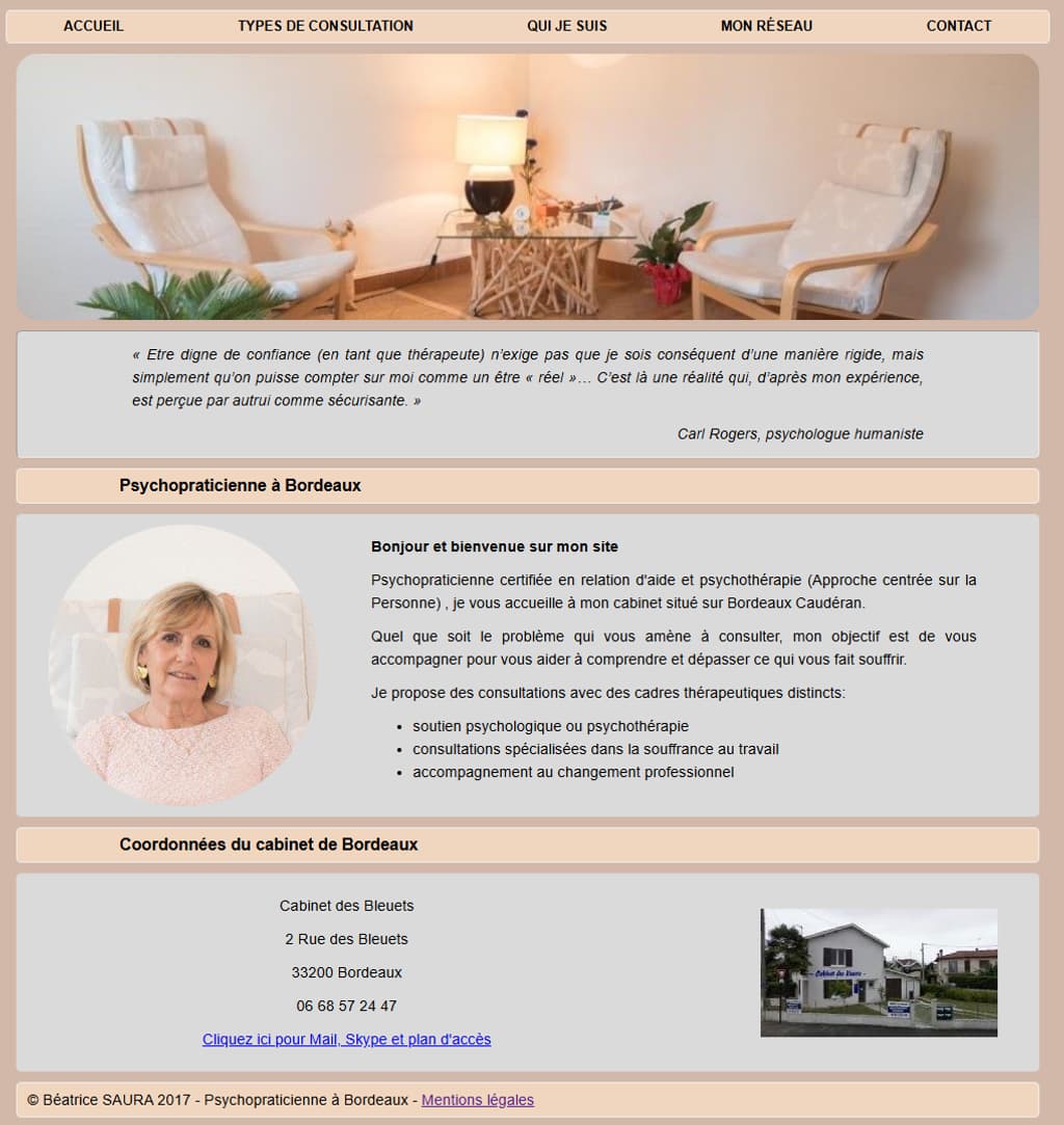 Création site vitrine pour psychothérapeute à Bordeaux avec audit SEO et référencement naturel